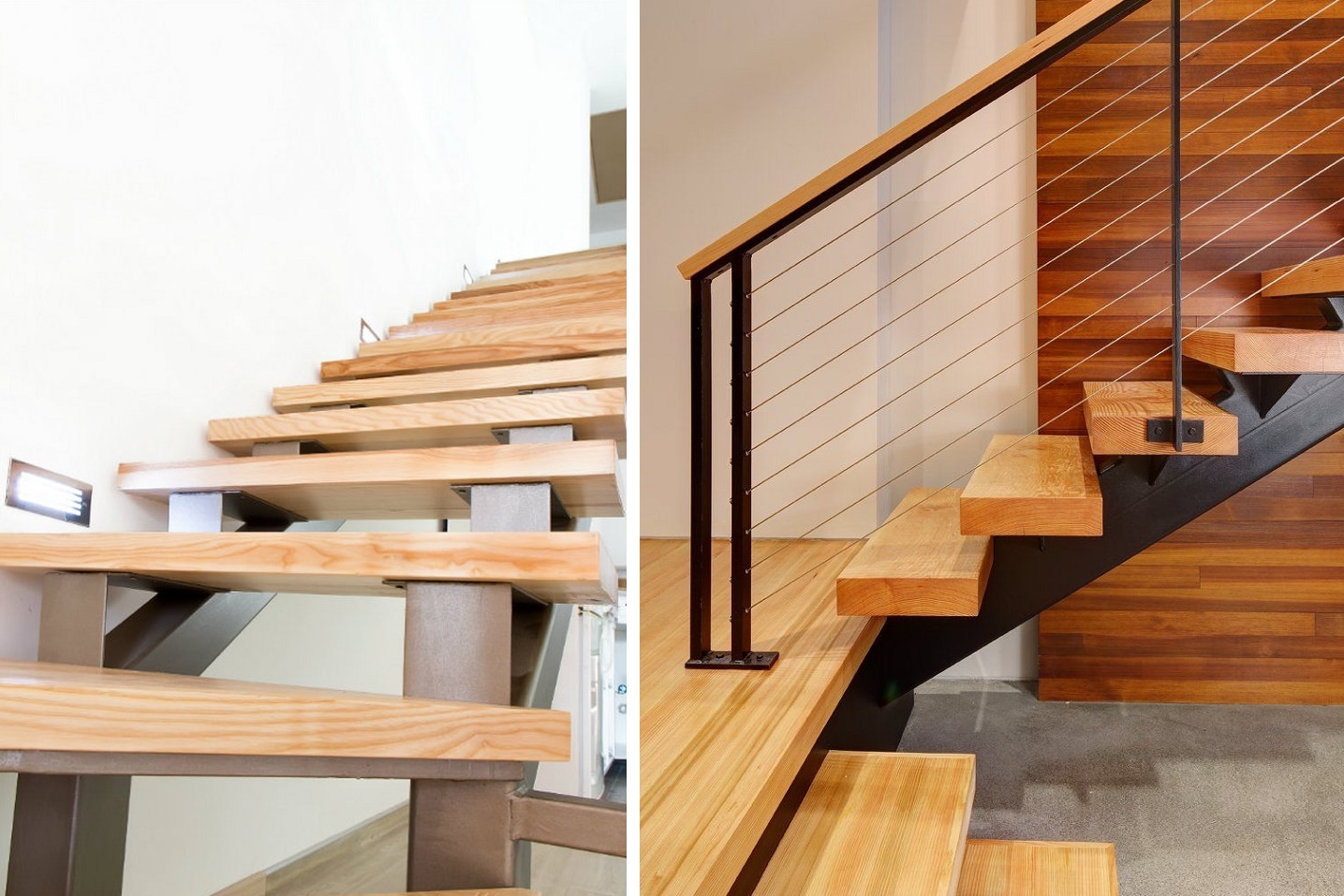 железная лестница с деревянными ступенями фото