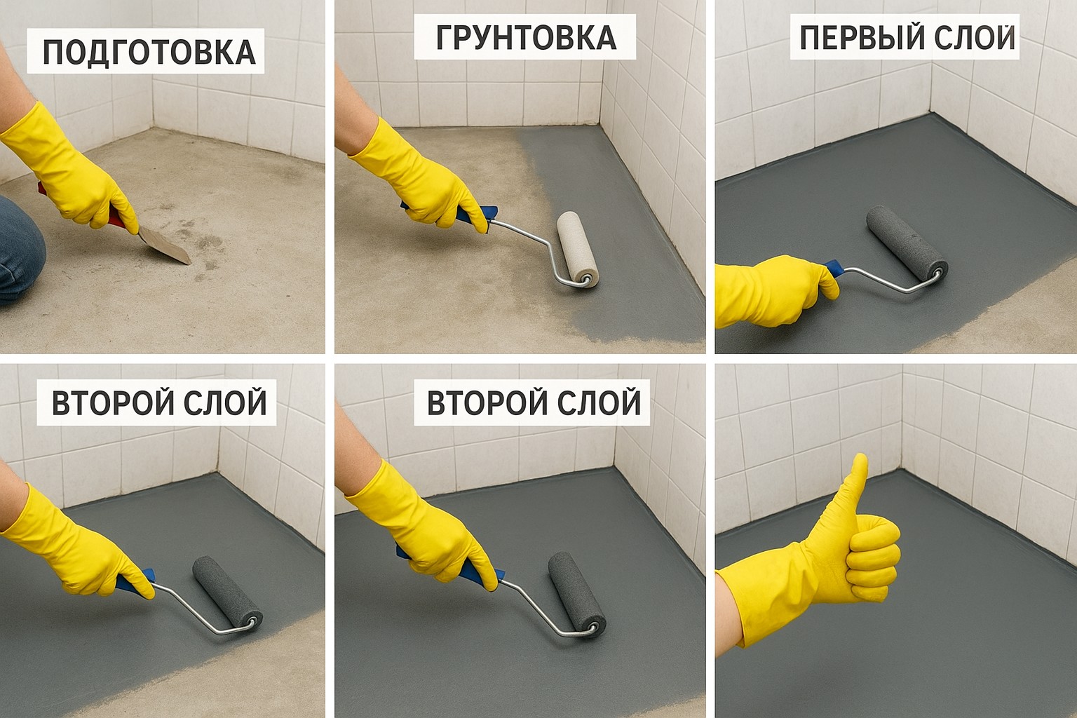 Этапы устройства гидроизоляции под плитку