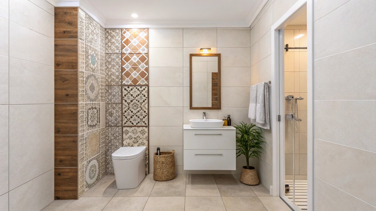 Комбинирование плитки: стены, пол, акценты