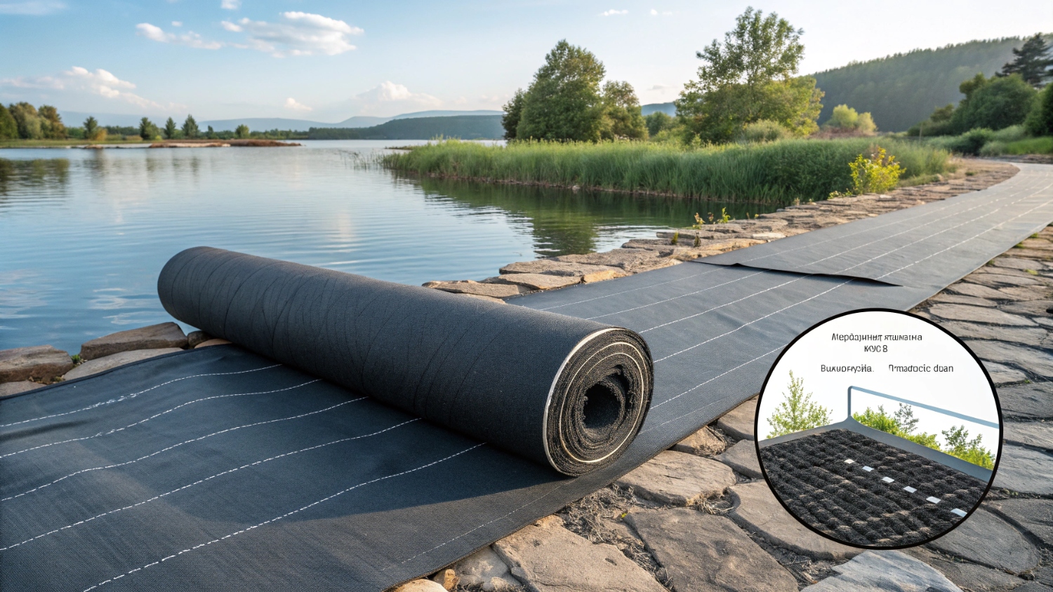 Геотекстиль для водоемов. Преимущества, виды и использование в ландшафтных работах