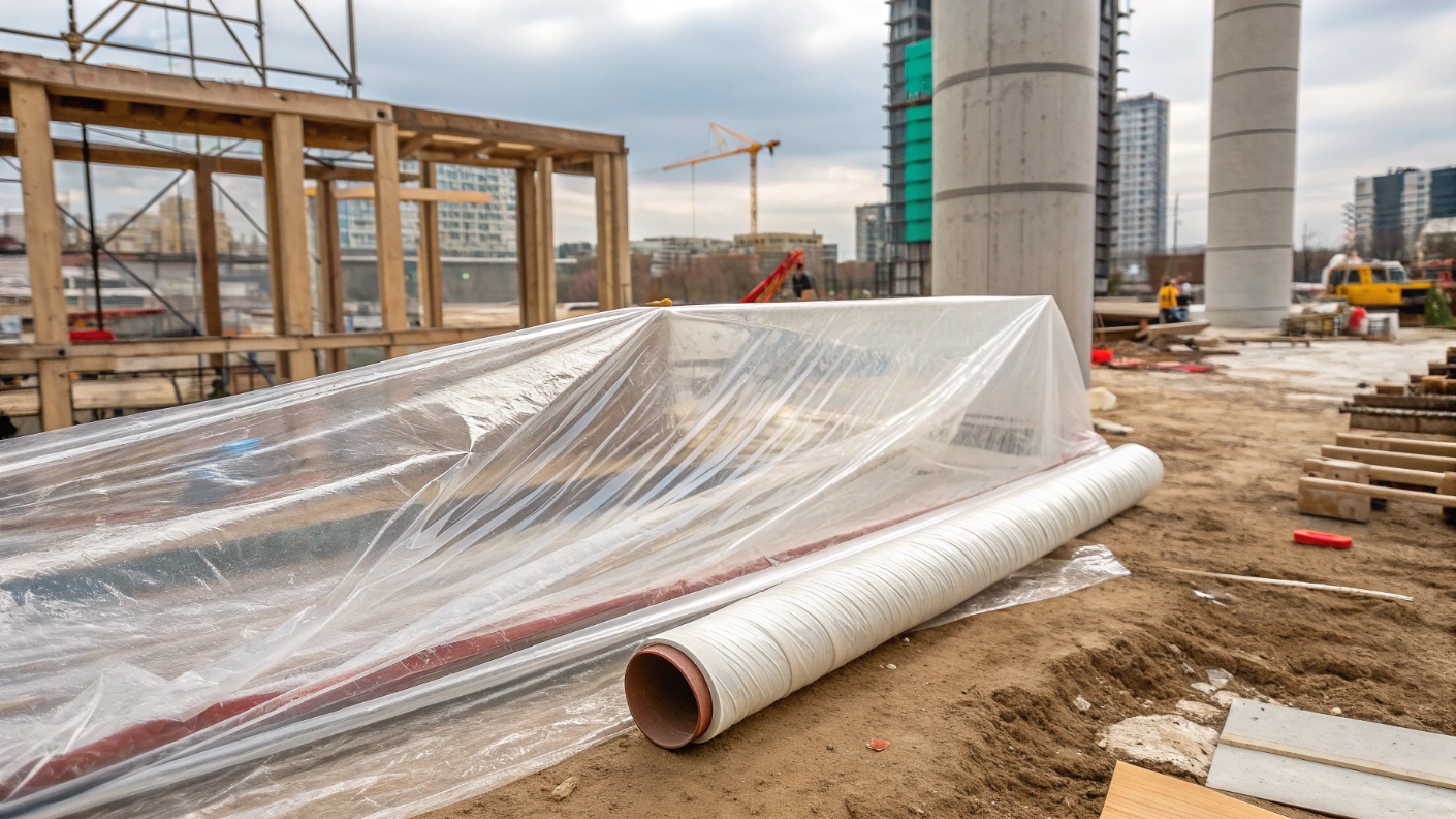 Пленка полиэтиленовая 200 мкм для укрытия стройматериалов на объекте