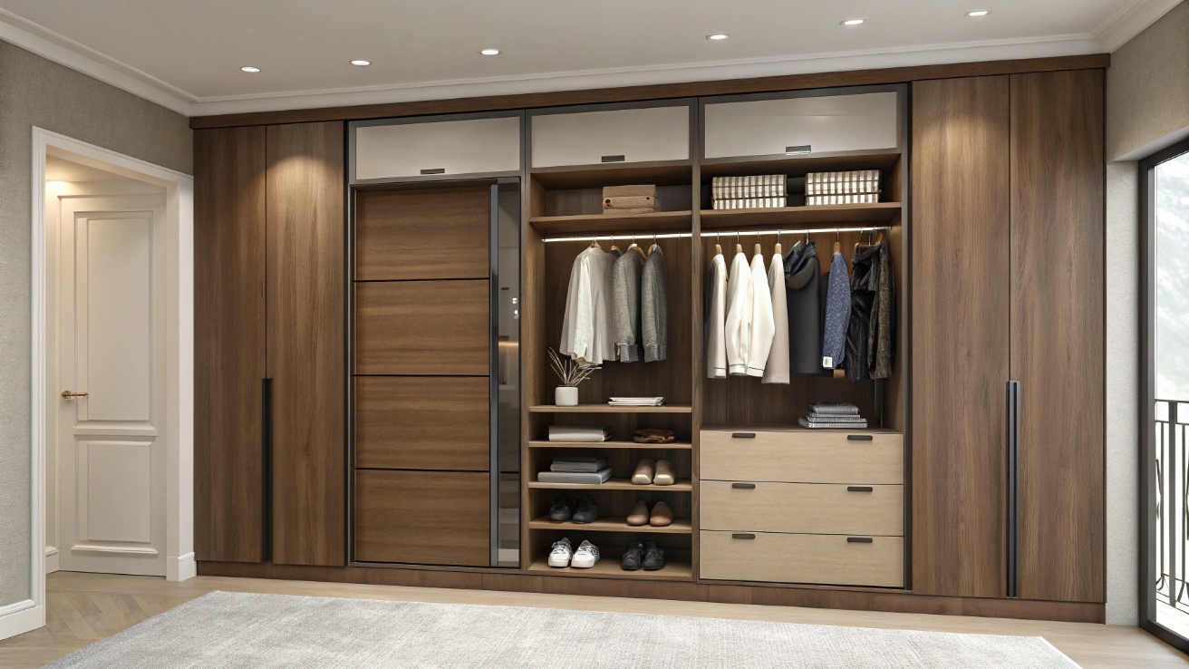 Виды встроенных шкафов: нишевые, полувстроенные и каркасные конструкции