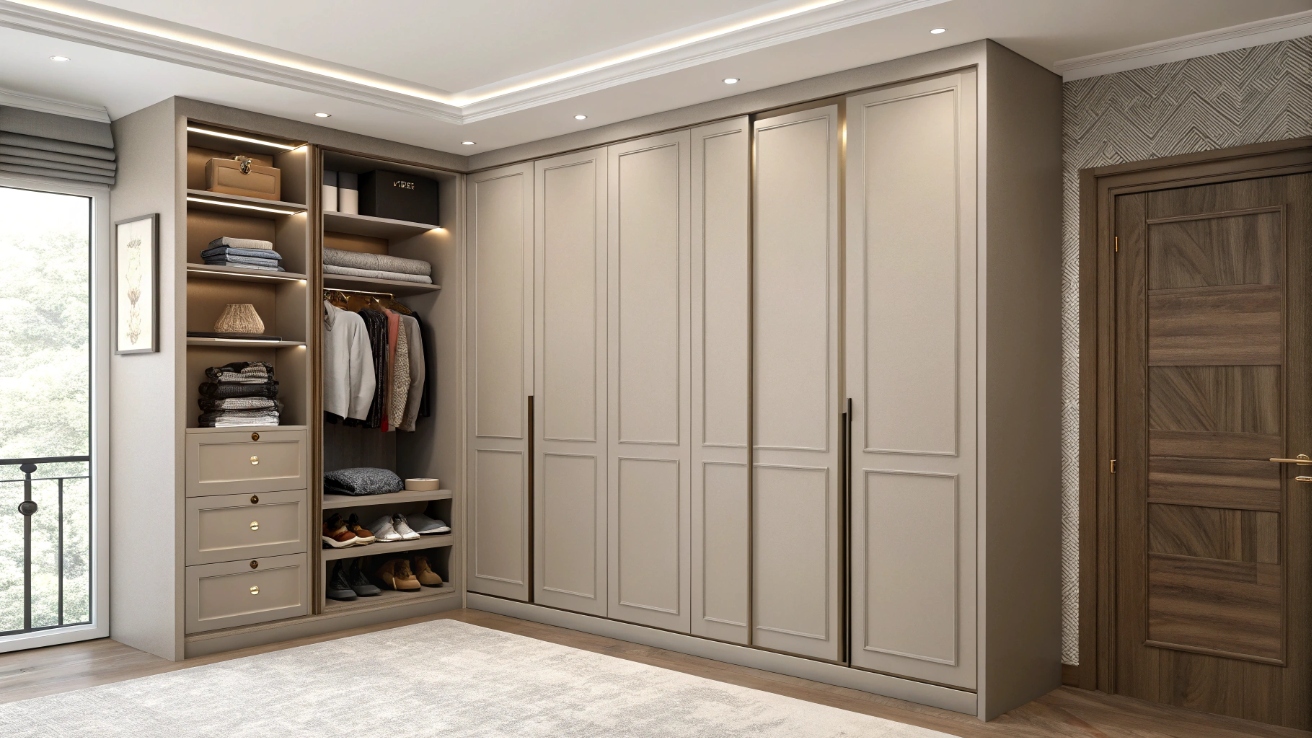 Виды встроенных шкафов: нишевые, полувстроенные и каркасные конструкции