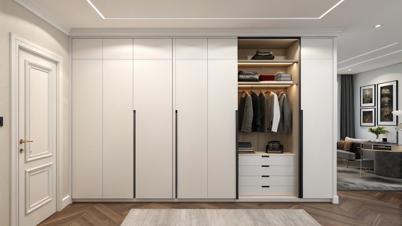 Виды встроенных шкафов: нишевые, полувстроенные и каркасные конструкции