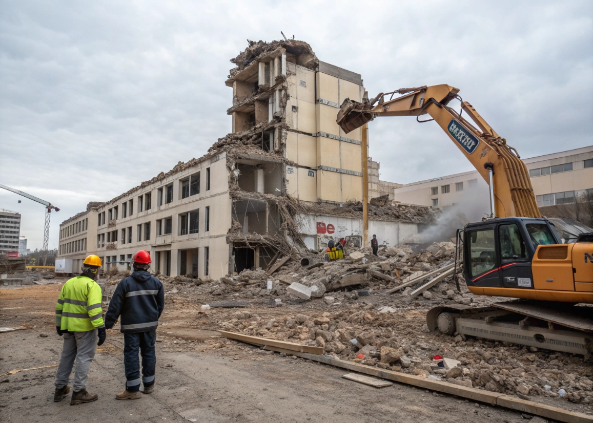 Снос и демонтаж зданий: вывоз строительного мусора с помощью мультилифта