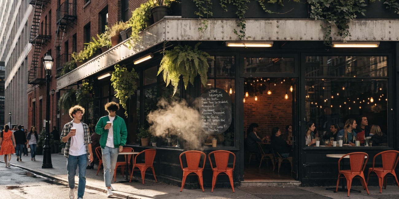 Дизайн и атмосфера: приемы привлечения гостей в уличных кафе (мебель, зелень, освещение)
