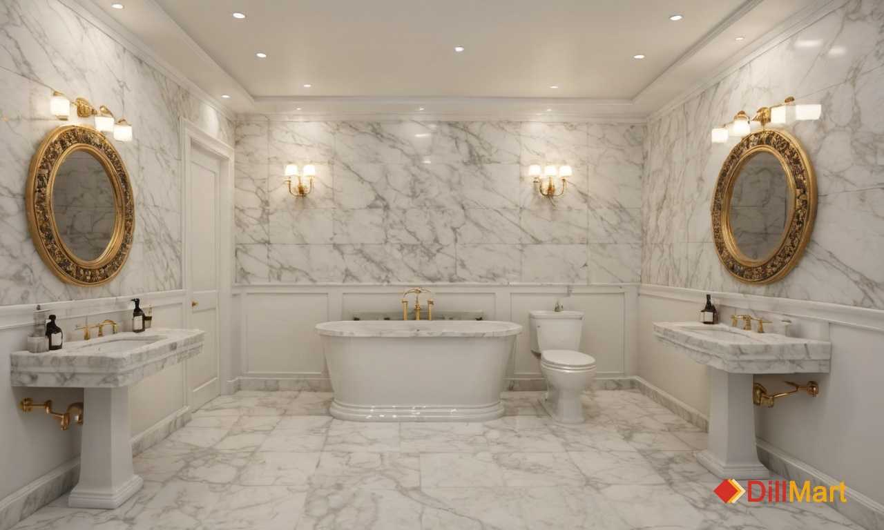 Как выбрать плитку под белый мрамор для небольшого туалета