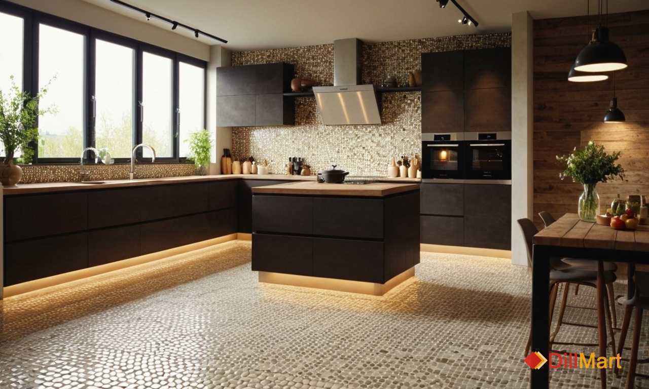 Модные направления плитки под камень для кухни