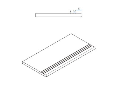 Керамогранит Блэк Ступень Закругленная грип 30X60 Грип 60x30