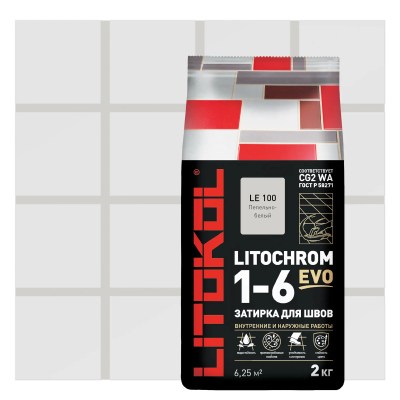 Затирка LITOCHROM 1-6 EVO LE.100 Пепельно-белый, 2кг