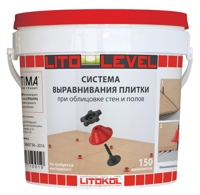 LITOLEVEL Комплект стойка-основание + шайба + гайка (150 шт/ведро)