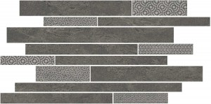 Керамогранит Ламелла серый темный мозаичный 50,2x25 декор